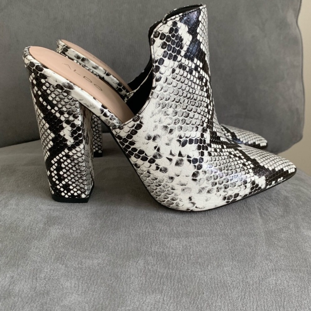 Aldo Etalisien Snakeskin Mule Heels